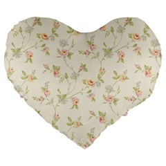 Floral Paper Pink Girly Cute Pattern  Large 19  Premium Heart Shape Cushions by paulaoliveiradesign