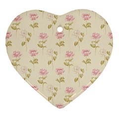 Floral Paper Illustration Girly Pink Pattern Ornament (Heart)