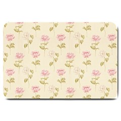 Floral Paper Illustration Girly Pink Pattern Large Doormat  by paulaoliveiradesign