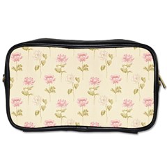 Floral Paper Illustration Girly Pink Pattern Toiletries Bags