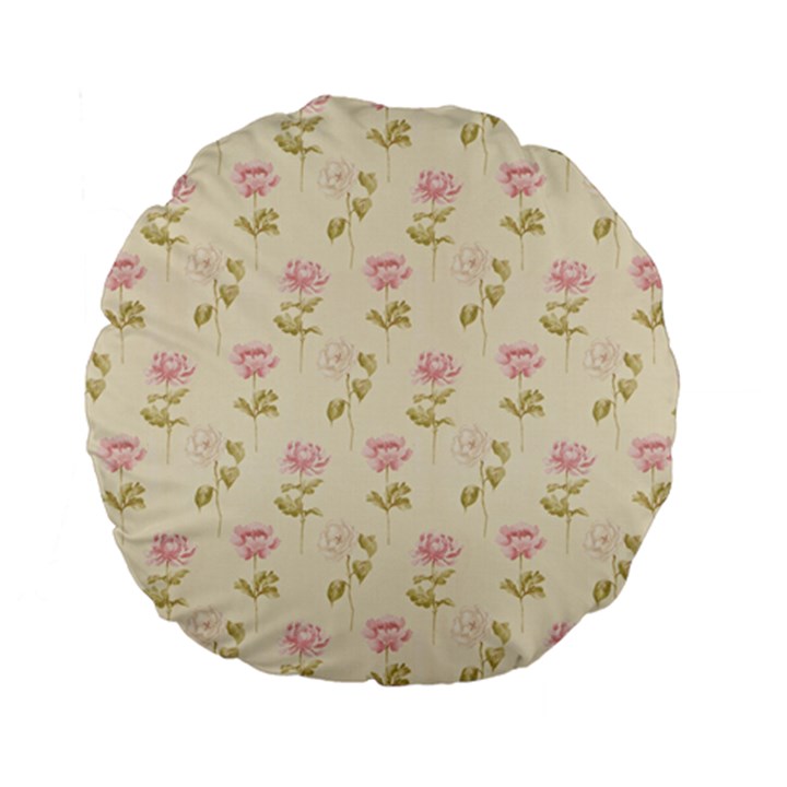 Floral Paper Illustration Girly Pink Pattern Standard 15  Premium Flano Round Cushions