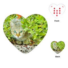 Hidden Domestic Cat With Alert Expression Playing Cards (heart)  by dflcprints