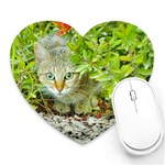 Hidden Domestic Cat With Alert Expression Heart Mousepads Front