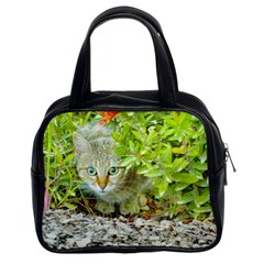 Hidden Domestic Cat With Alert Expression Classic Handbags (2 Sides) by dflcprints