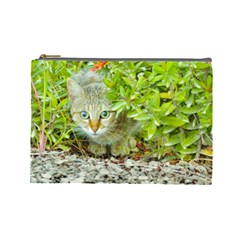 Hidden Domestic Cat With Alert Expression Cosmetic Bag (large)  by dflcprints