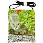 Hidden Domestic Cat With Alert Expression Shoulder Sling Bags Front