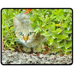 Hidden Domestic Cat With Alert Expression Fleece Blanket (medium)  by dflcprints