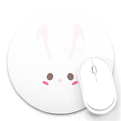 Rabbit Cute Animal White Round Mousepads