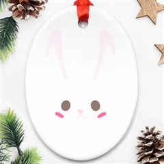 Rabbit Cute Animal White Ornament (Oval)