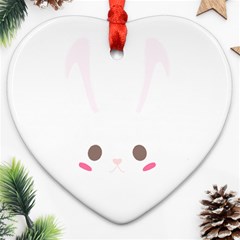 Rabbit Cute Animal White Ornament (Heart)