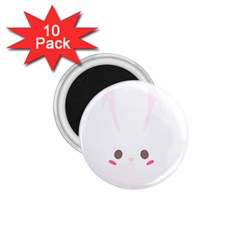 Rabbit Cute Animal White 1 75  Magnets (10 Pack)  by Nexatart