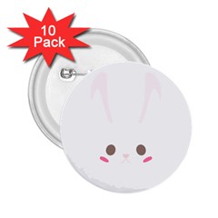 Rabbit Cute Animal White 2 25  Buttons (10 Pack)  by Nexatart