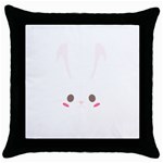 Rabbit Cute Animal White Throw Pillow Case (Black) Front