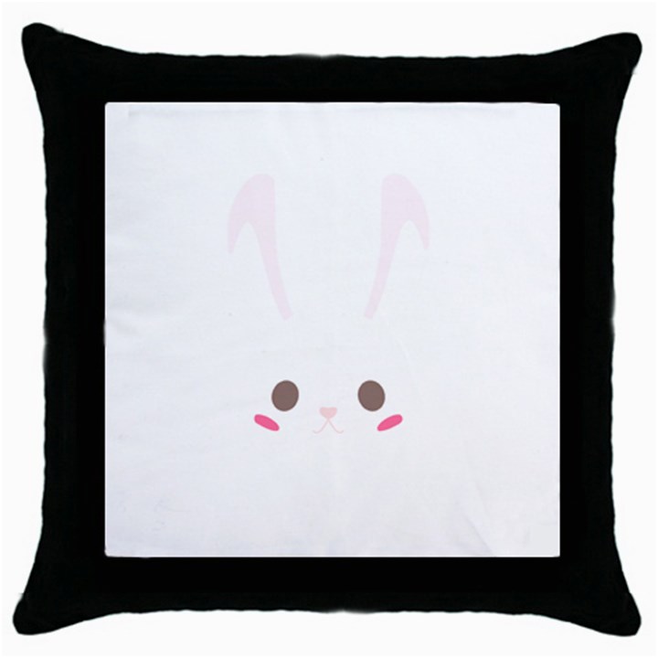 Rabbit Cute Animal White Throw Pillow Case (Black)