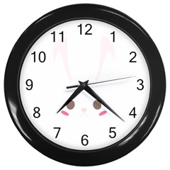 Rabbit Cute Animal White Wall Clocks (black) by Nexatart