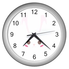 Rabbit Cute Animal White Wall Clocks (Silver) 