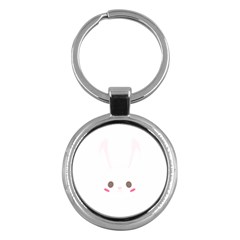 Rabbit Cute Animal White Key Chains (Round) 