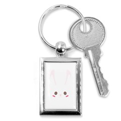 Rabbit Cute Animal White Key Chains (Rectangle) 