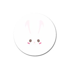 Rabbit Cute Animal White Magnet 3  (Round)