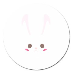 Rabbit Cute Animal White Magnet 5  (Round)