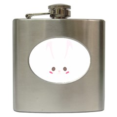 Rabbit Cute Animal White Hip Flask (6 Oz) by Nexatart