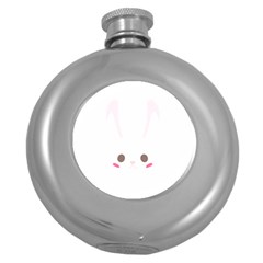 Rabbit Cute Animal White Round Hip Flask (5 Oz) by Nexatart