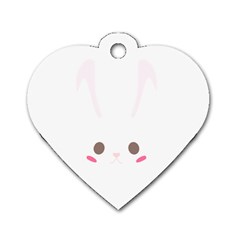 Rabbit Cute Animal White Dog Tag Heart (Two Sides)