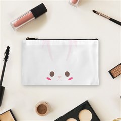 Rabbit Cute Animal White Cosmetic Bag (Small) 