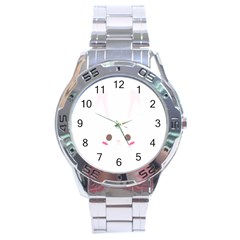 Rabbit Cute Animal White Stainless Steel Analogue Watch