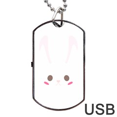 Rabbit Cute Animal White Dog Tag USB Flash (One Side)