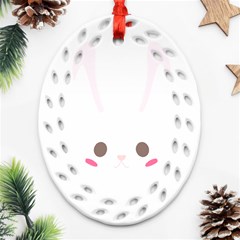 Rabbit Cute Animal White Ornament (Oval Filigree)