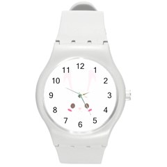 Rabbit Cute Animal White Round Plastic Sport Watch (M)