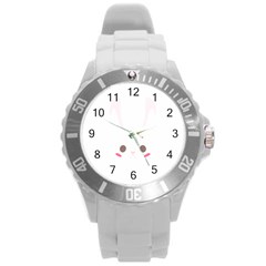 Rabbit Cute Animal White Round Plastic Sport Watch (L)