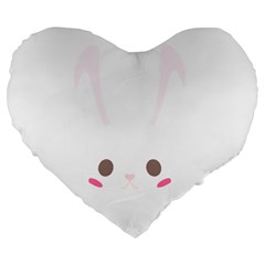 Rabbit Cute Animal White Large 19  Premium Heart Shape Cushions