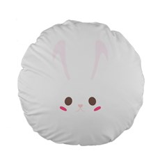 Rabbit Cute Animal White Standard 15  Premium Flano Round Cushions