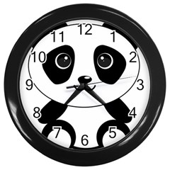 Bear Panda Bear Panda Animals Wall Clocks (black) by Nexatart