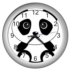 Bear Panda Bear Panda Animals Wall Clocks (silver)  by Nexatart