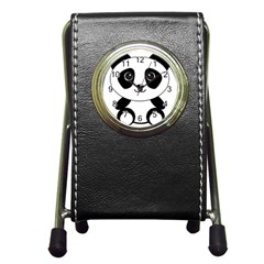 Bear Panda Bear Panda Animals Pen Holder Desk Clocks by Nexatart