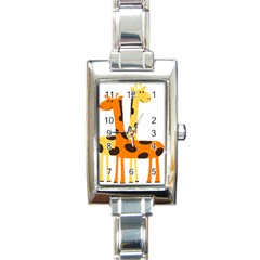 Giraffe Africa Safari Wildlife Rectangle Italian Charm Watch by Nexatart