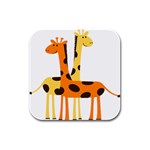 Giraffe Africa Safari Wildlife Rubber Square Coaster (4 pack)  Front