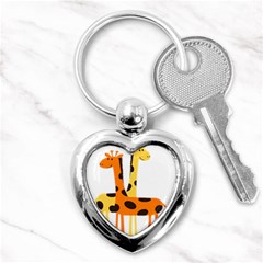 Giraffe Africa Safari Wildlife Key Chains (heart)  by Nexatart