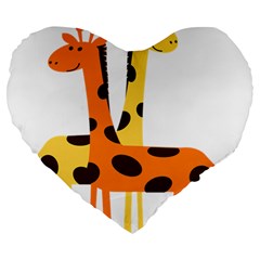 Giraffe Africa Safari Wildlife Large 19  Premium Heart Shape Cushions by Nexatart