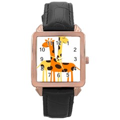 Giraffe Africa Safari Wildlife Rose Gold Leather Watch  by Nexatart