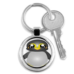 Cute Penguin Animal Key Chains (round)  by Nexatart