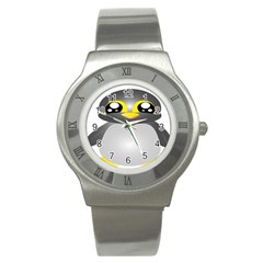 Cute Penguin Animal Stainless Steel Watch by Nexatart