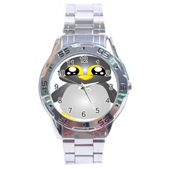 Cute Penguin Animal Stainless Steel Analogue Watch by Nexatart