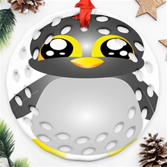 Cute Penguin Animal Ornament (round Filigree)