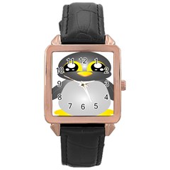 Cute Penguin Animal Rose Gold Leather Watch 