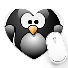 Penguin Birds Aquatic Flightless Heart Mousepads by Nexatart