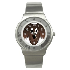 Dog Pup Animal Canine Brown Pet Stainless Steel Watch by Nexatart